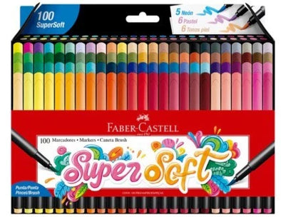 Marcador supersoft 100 colores punta pincel