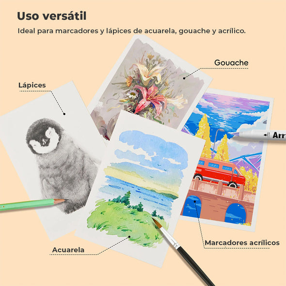 ARRTX CUADERNO DE BOCETOS PARA ACUARELA 100% ALGODON