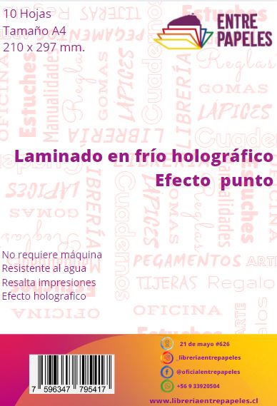Laminado en frio holográfico efecto punto tamaño A4 10 hojas