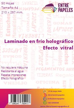Laminado en frio holográfico efecto vitral tamaño A4 50 Hojas