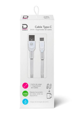 Cable Tipo C 2.4a Blanco 1mt