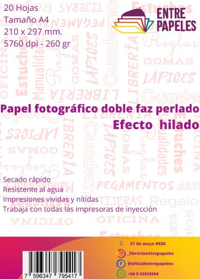 Papel fotográfico doble faz perlado Efecto Hilado