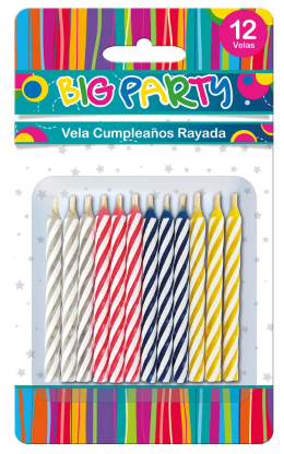 Vela cumpeaños rayada