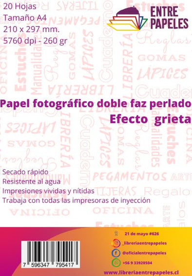 Papel fotográfico doble faz perlado Efecto Grieta