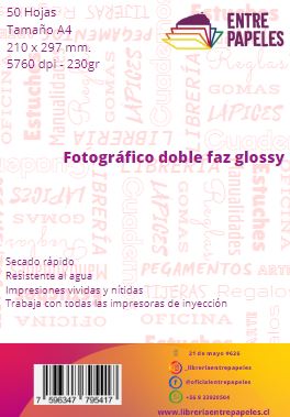 Papel Fotográfico Doble Faz Glossy 230gr