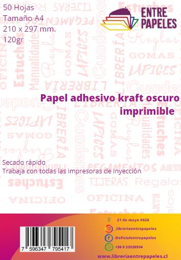 Papel Adhesivo Kraft Oscuro Imprimible
