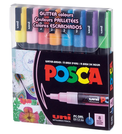 Set Marcador POSCA 3M 8 Colores Glitter