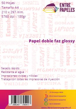 Papel Doble Faz Glossy 180gr