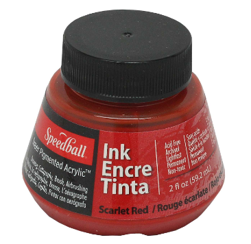 Tinta acrílica para plumillas o pinceles o aerografía 60ml Speedball Rojo Escarlata