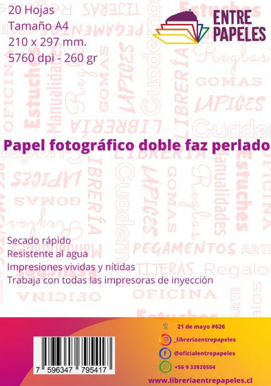 Papel fotográfico doble faz perlado