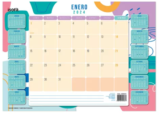 Calendario escritorio mensual 2024