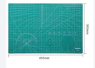 Base de Corte 30x45cm (A3) Cuadriculada y con Ángulos Color Verde