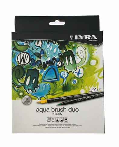 Marcador artístico lyra aqua brush duo 12 colores