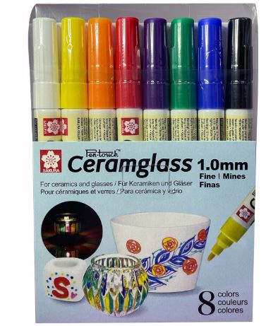 Marcador Para Cerámica y Vidrio Ceramglass Sakura 8 Colores 1mm