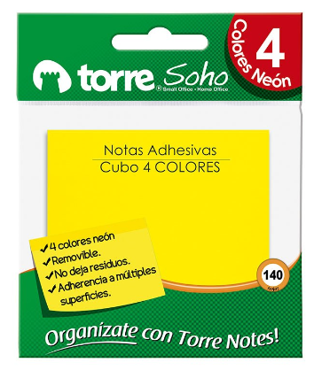 Nota adhesiva 4 colores neón