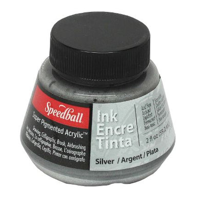 Tinta acrílica para plumillas o pinceles o aerografía 60ml Speedball Plata