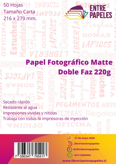 Papel Fotográfico Matte  Doble Faz 220g