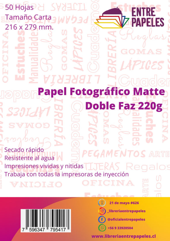 Papel Fotográfico Matte  Doble Faz 220g