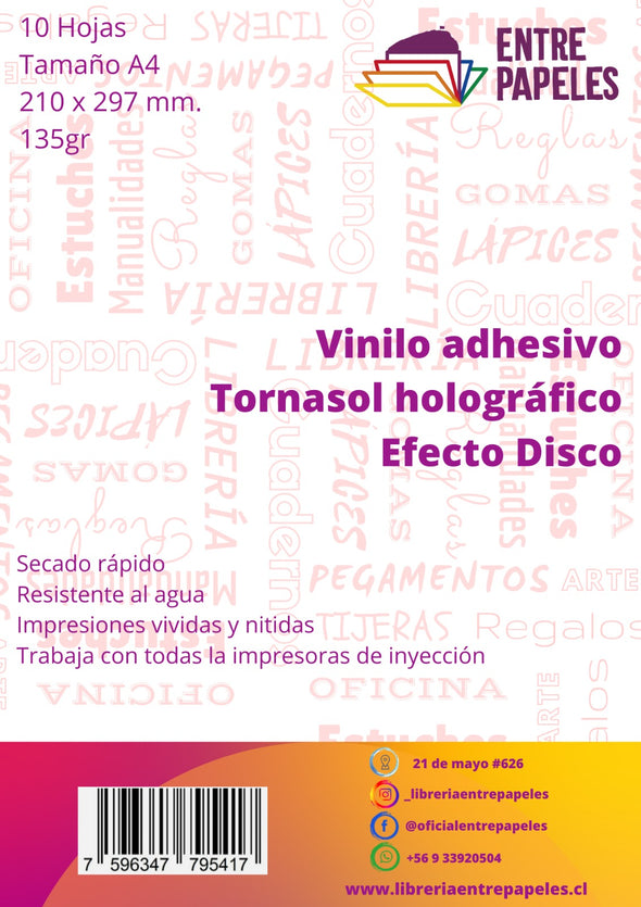 Vinilo adhesivo tornasol efecto disco