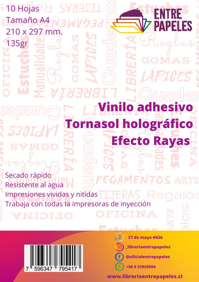 Vinilo adhesivo tornasol efecto rayas