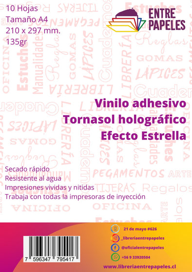 Vinilo adhesivo tornasol efecto estrella