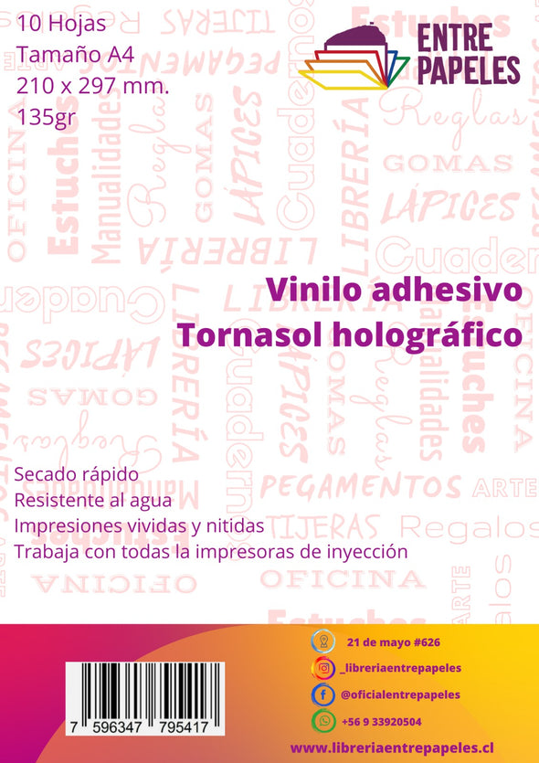 Vinilo adhesivo tornasol holográfico