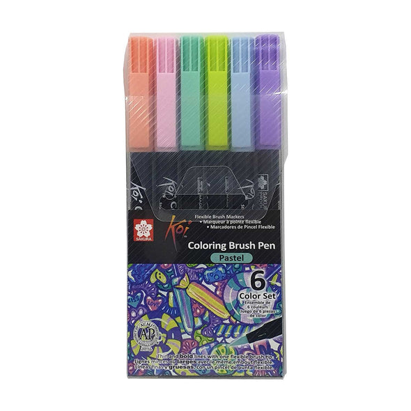 Set Plumones Acuarelables Sakura Koi Brush 6 Colores Pastel