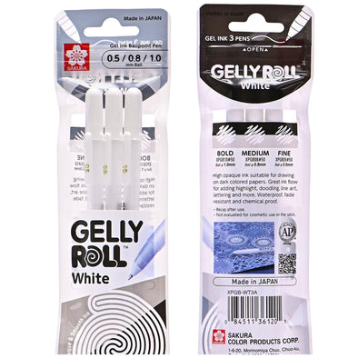Lapiz Gel Gelly Roll Sakura 3 Grosores Blanco