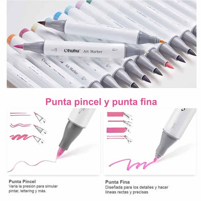 OHUHU 48 MARCADORES DE ALCOHOL PASTEL + 1 BLENDER. PINCEL&FINA
