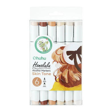 OHUHU HONOLULU MARCADORES BASE ALCOHOL DE DOBLE PUNTA 6 COLORES PIEL