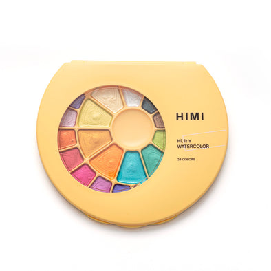HIMI SET DE PINTURA SEMI HUMEDAD 24 COLORES METALIZADOS (ESTUCHE AMARILLO)