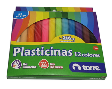 Plasticina 12 colores Torre 216 grs