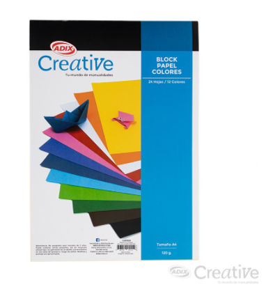 Block de papeles A4 en 12 colores