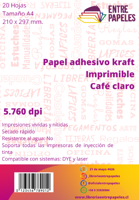 Papel kraft adhesivo café claro