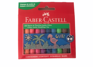 Plasticina jumbo 10 colores glitter