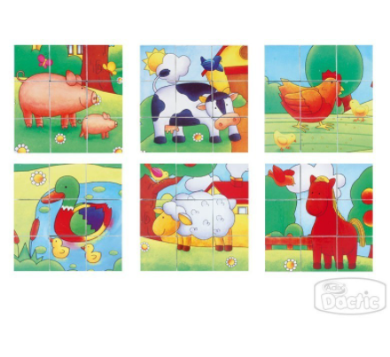 Puzzle cubo animales madera